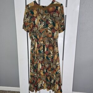 Zoze Fruit Midi Dress Bolero 11 Med‎ Brown Modest Retro